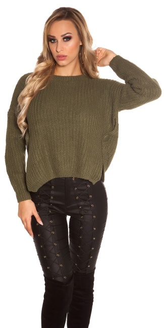 Trendy gebreide sweater-trui groen